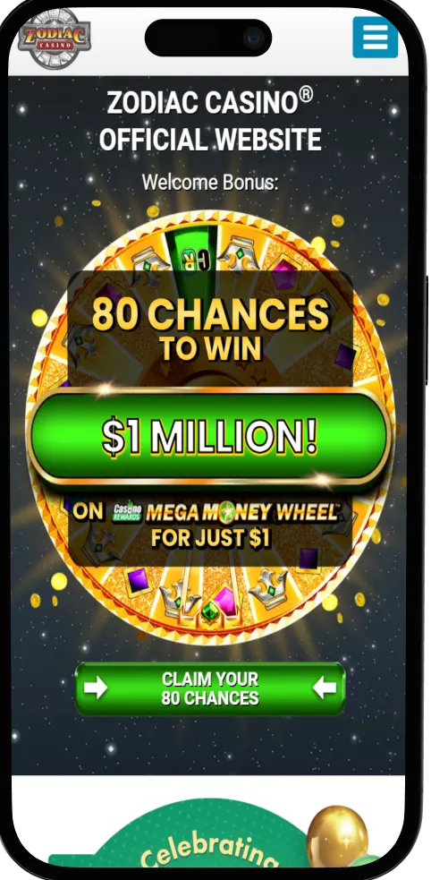 Zodiac Casino mobile app providing access to games and platform features on smartphones.